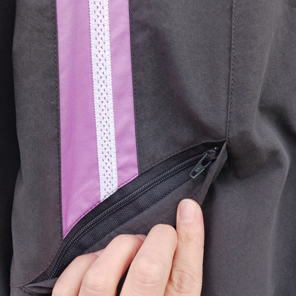 NIKE Jacket Womens Size Medium Gray Lavender Purple Stripe Fitted Zip Up - Picture 3 of 9